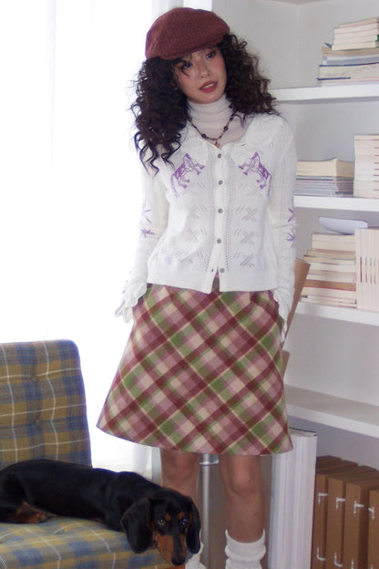 Preppy Woolen Plaid A-Line Skirt