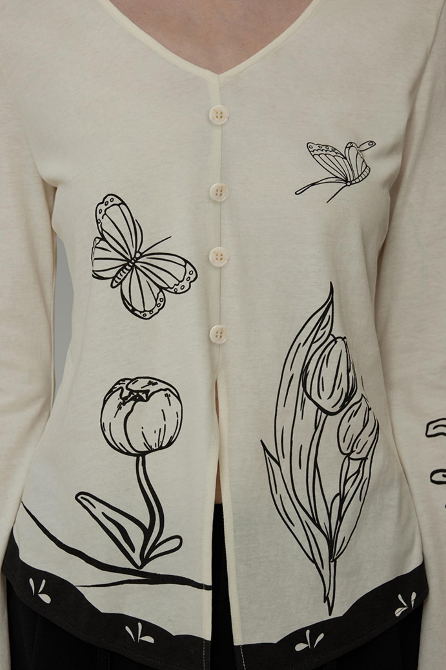 New Artistic Print V-Neck Knitwear