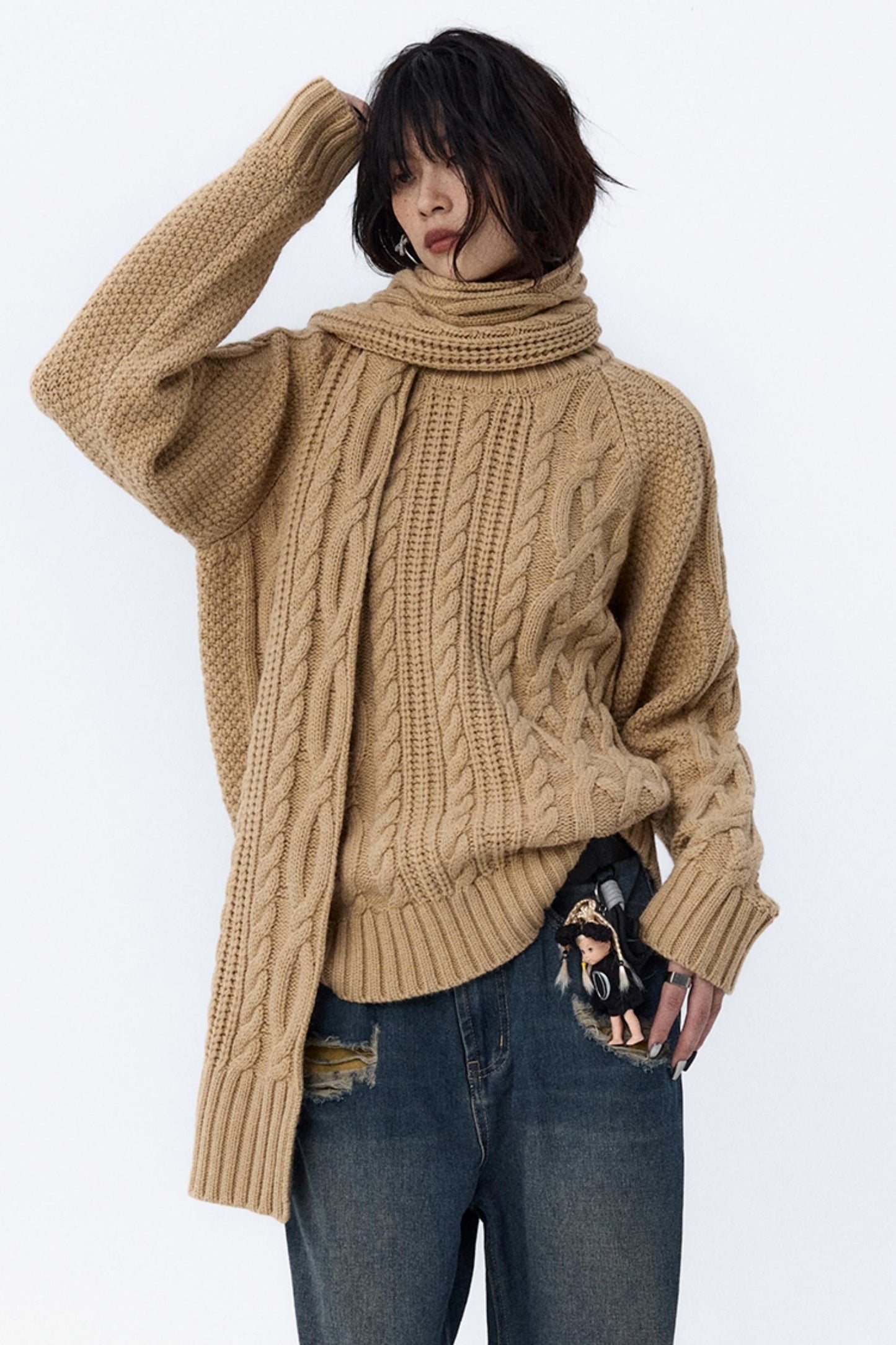Retro Cable Loose Knitwear