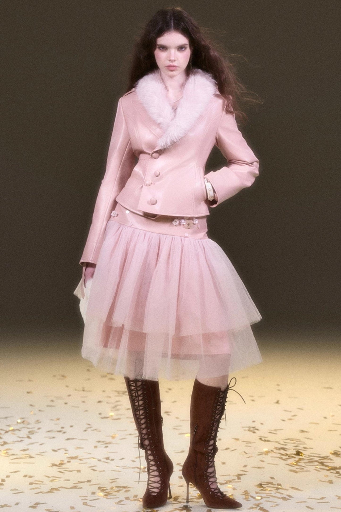 Pink Leather Jacket Set-Up