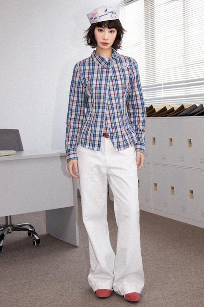 Pink Cotton Straight Jeans