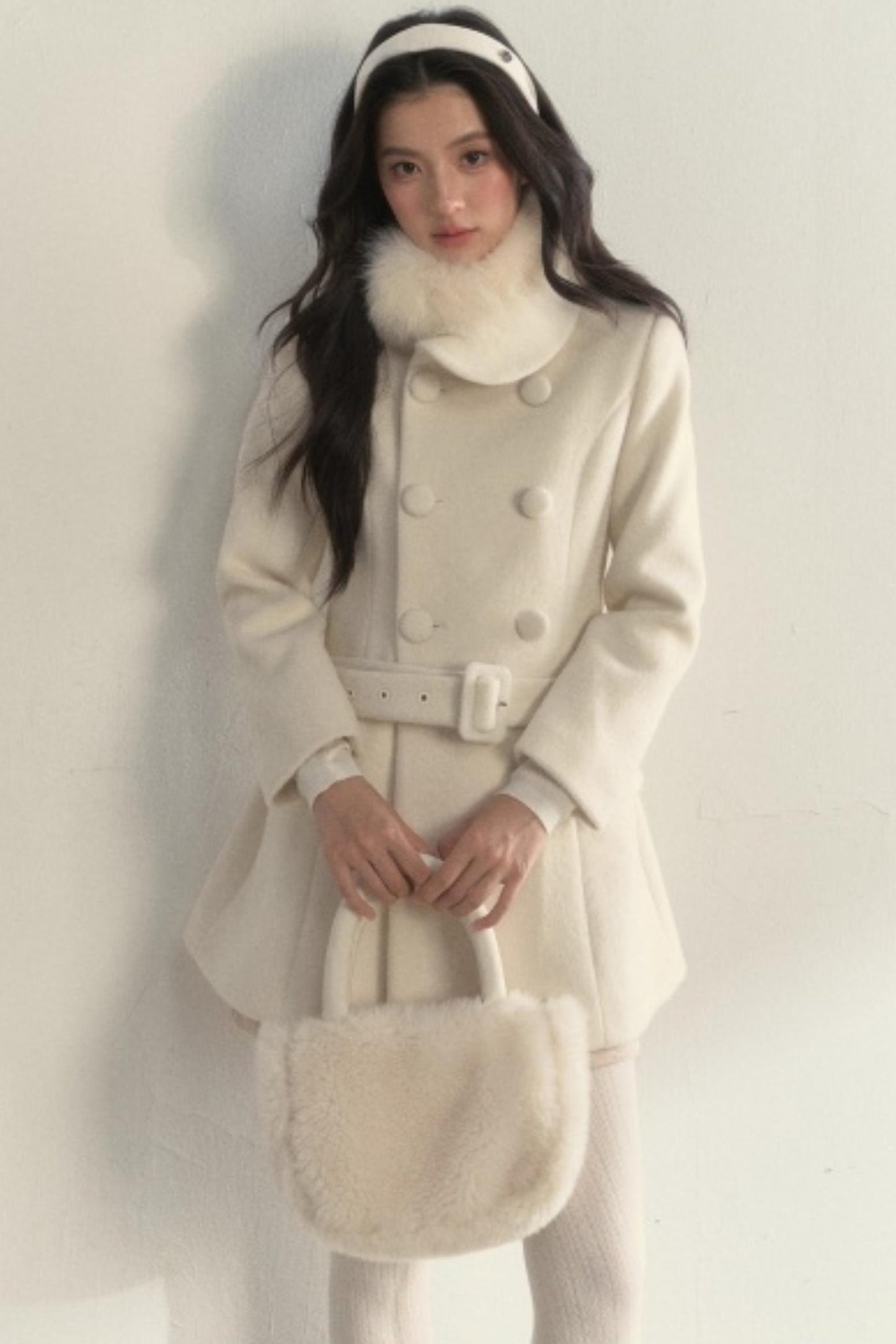 Double Breasted Low-Belt Mid-Length Coat