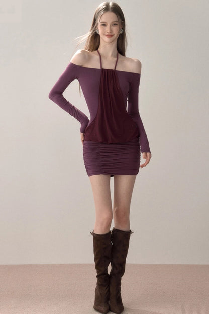 Elastic Off-Shoulder Bodycon Dress