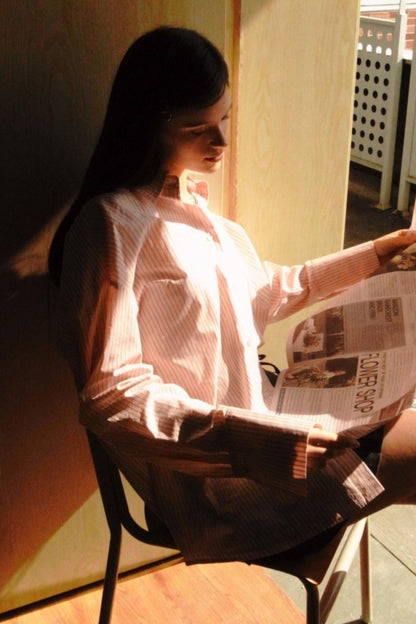 Pink Striped College Shirt