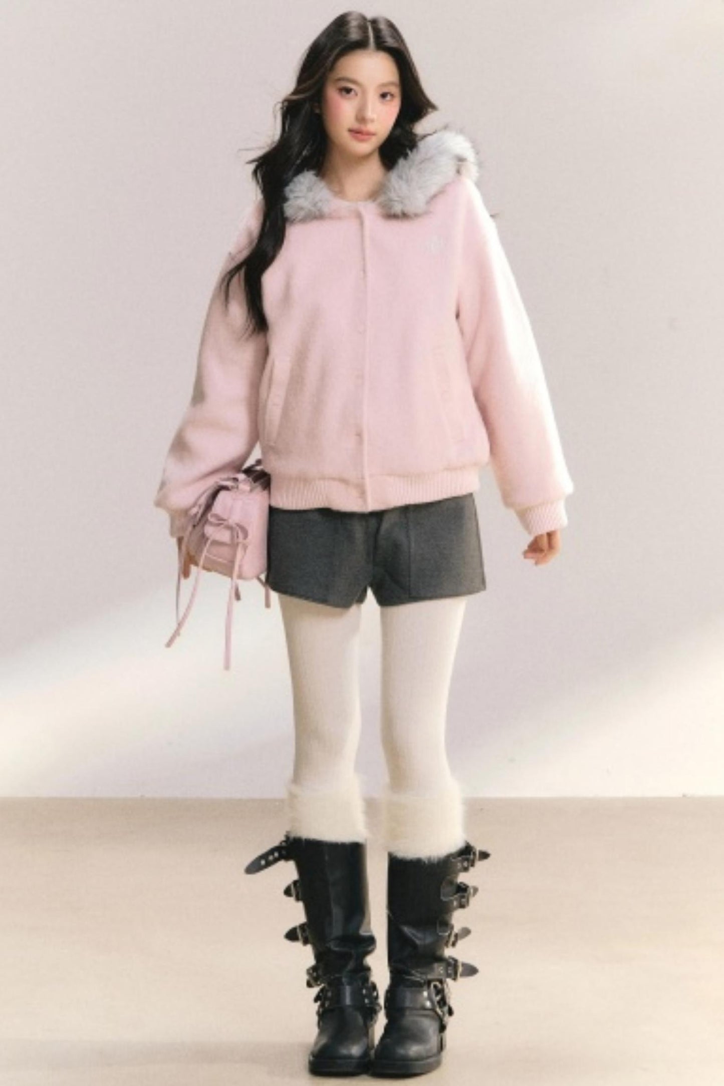 Pink Peach Woolen Jacket