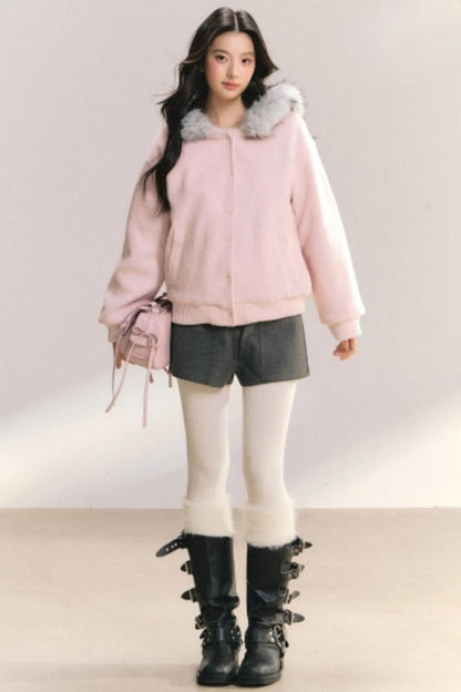 Pink Peach Woolen Jacket