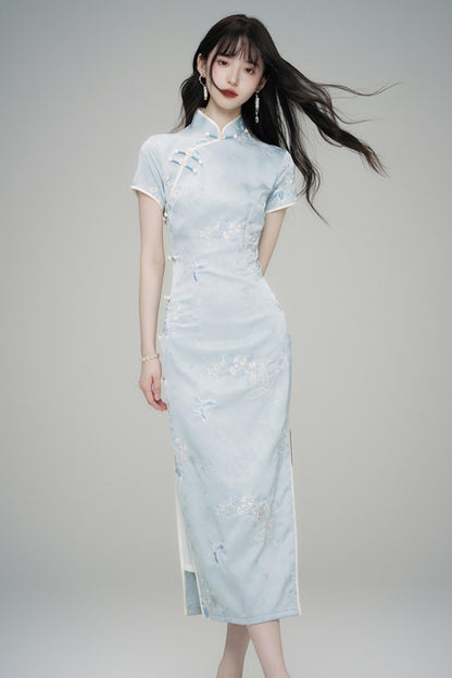 Chinese Style Embroidered Short Sleeve Dress