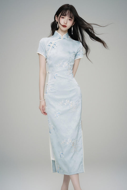 Chinese Style Embroidered Short Sleeve Dress