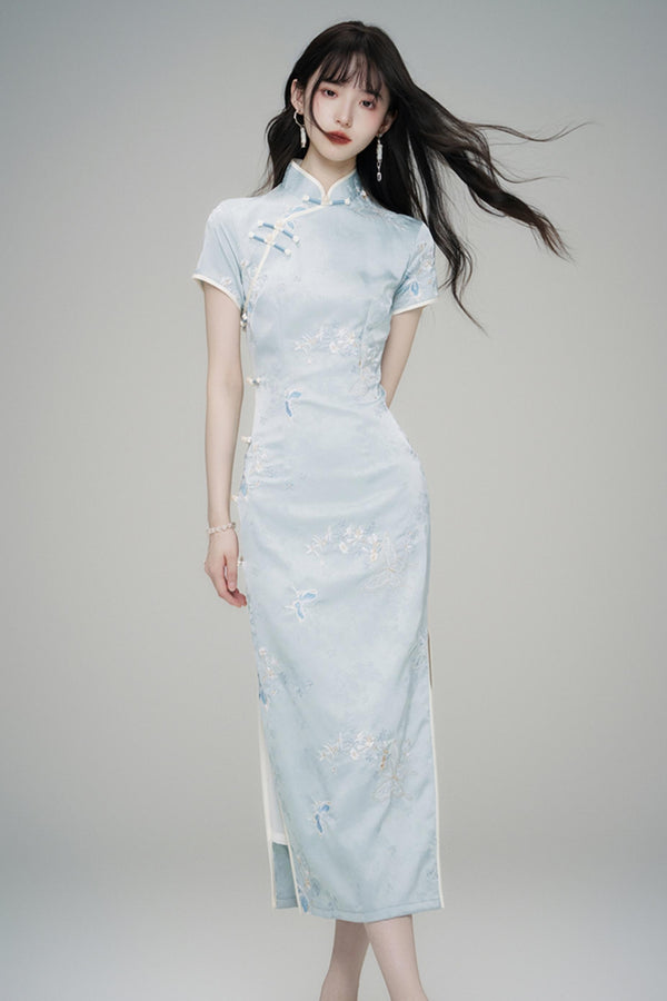 Chinese Style Embroidered Short Sleeve Dress