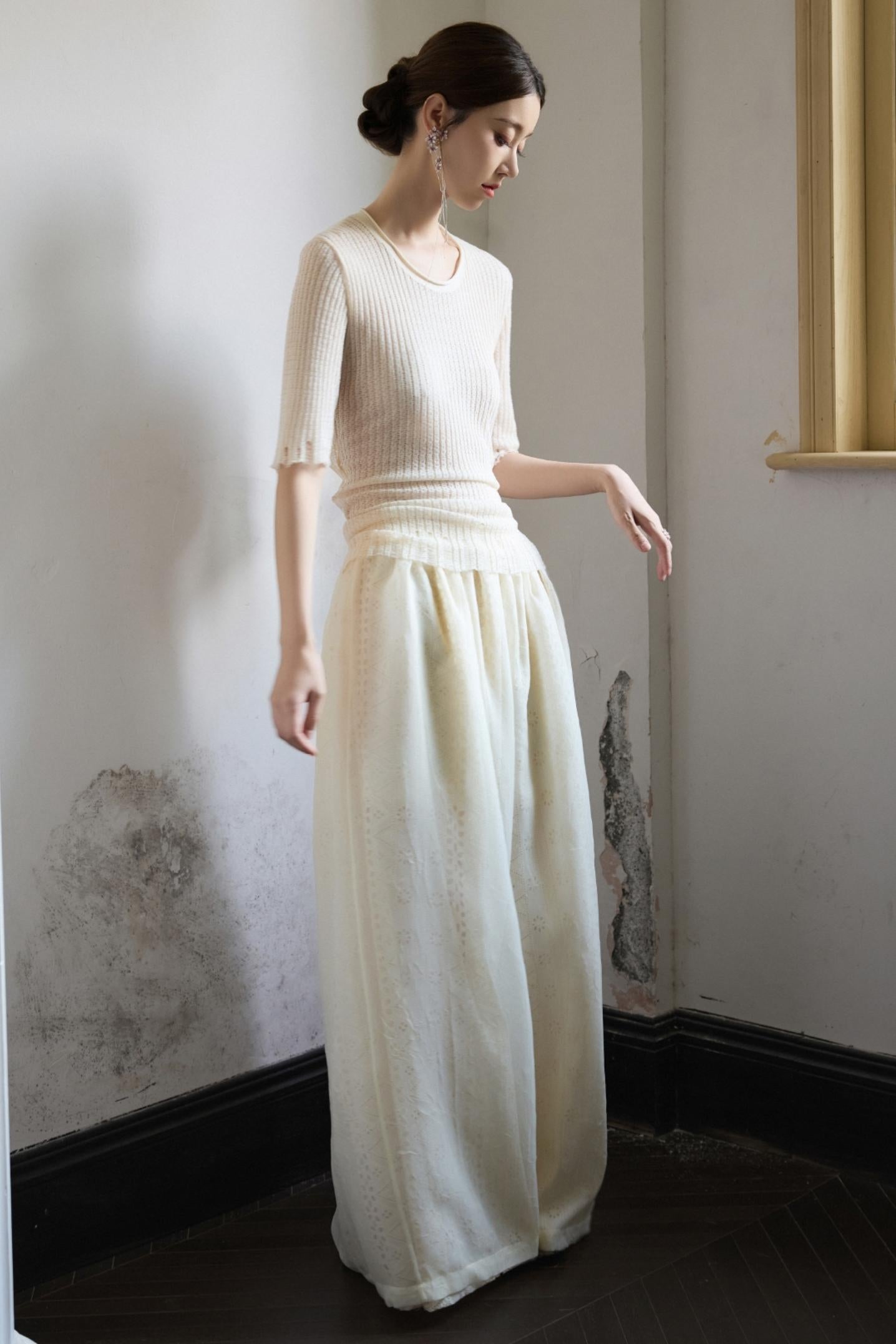 Beige Wide Leg Trousers