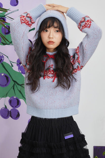 Retro Cherry Jacquard Sweater