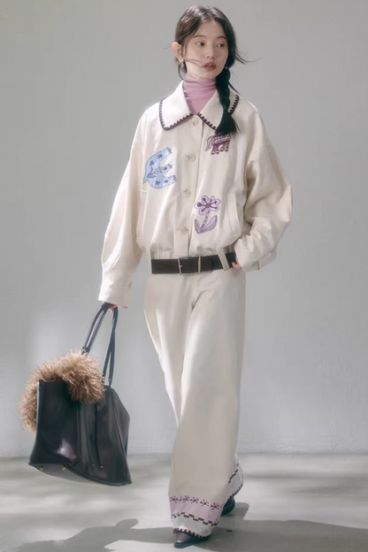 Horse Embroidery Linen Jacket Set