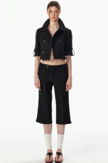 Cropped Convertible Collar Top