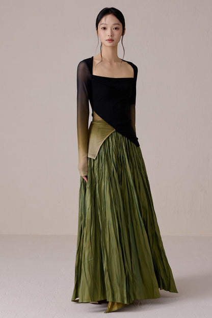 Color-Block Gradient Long Sleeve Tee