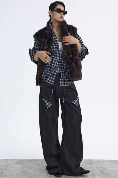 Deconstructed Matte Black Cargo Pants