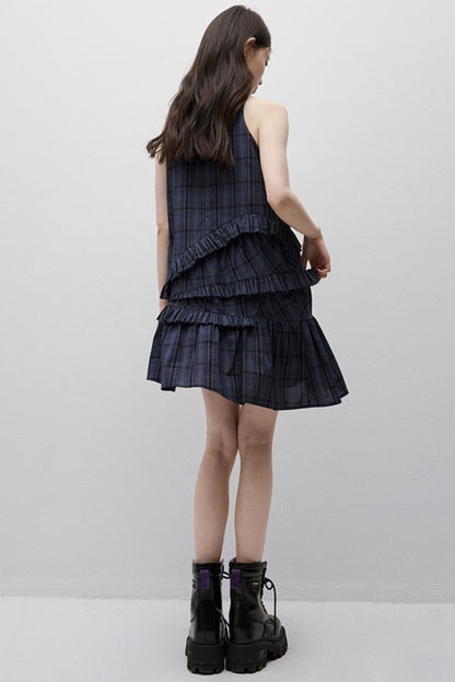 Midnight Blue Check Dress