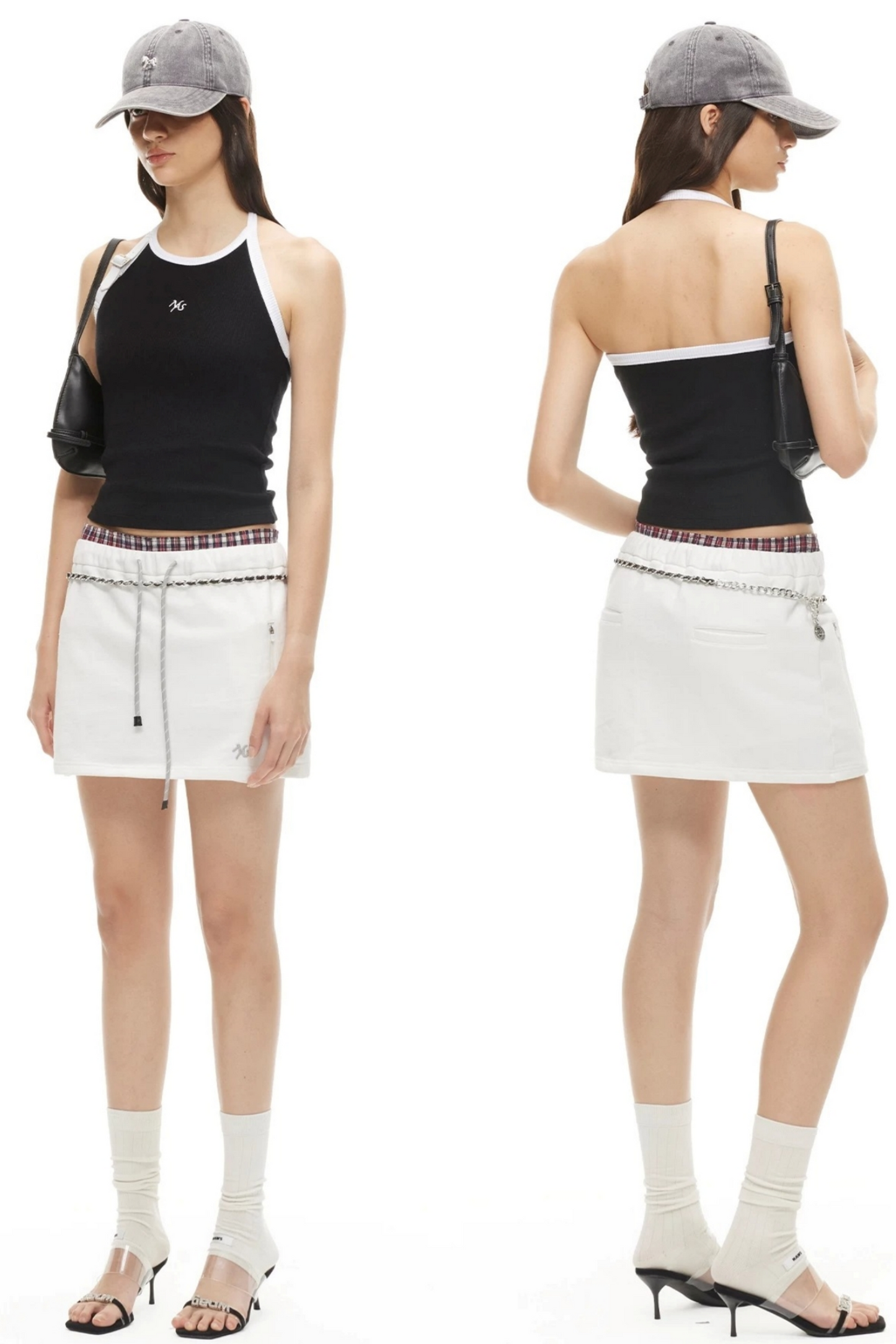Sand-Washed Color-Blocked Halter Top