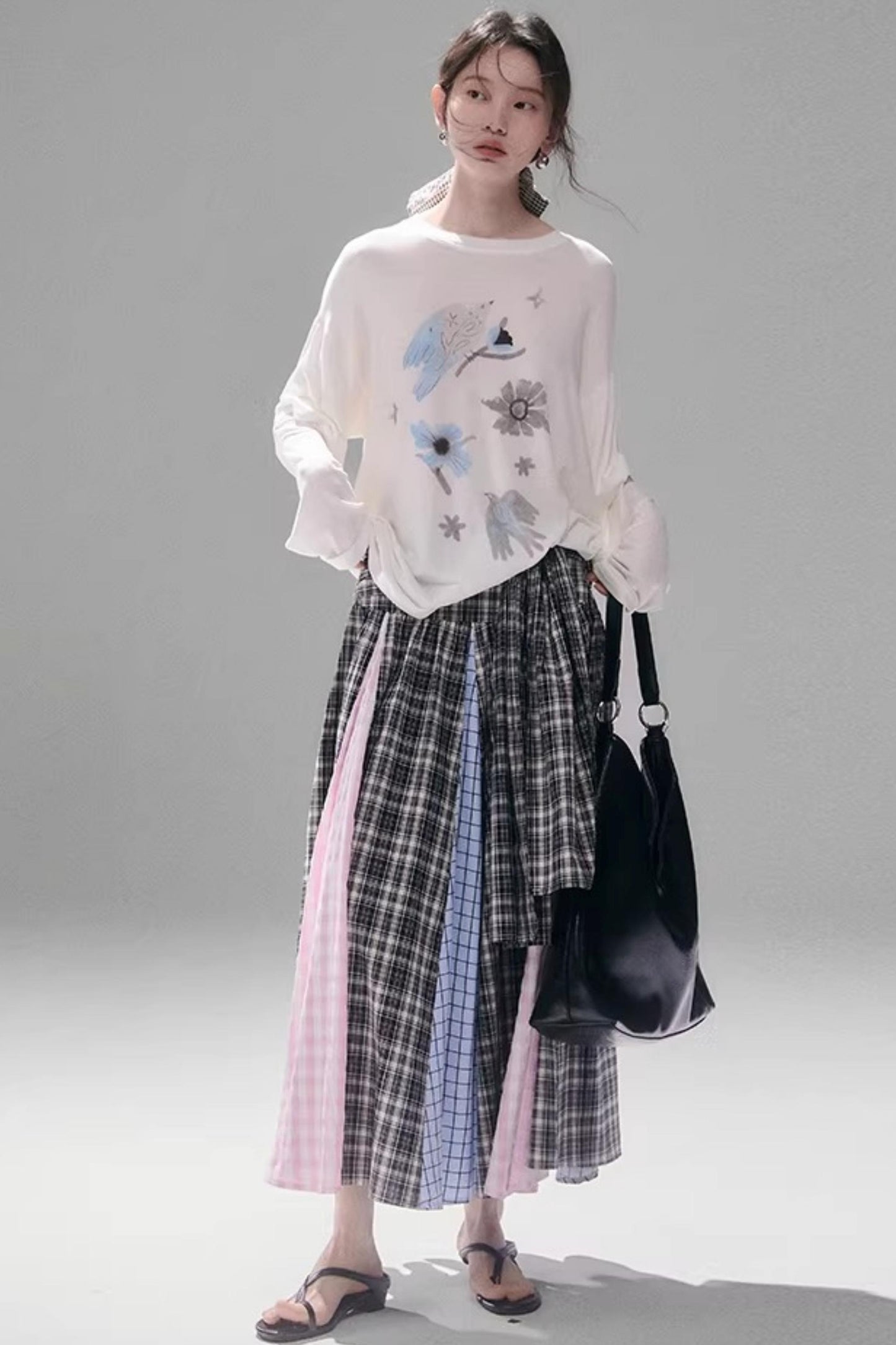 Bird and Floral Tencel Blouse