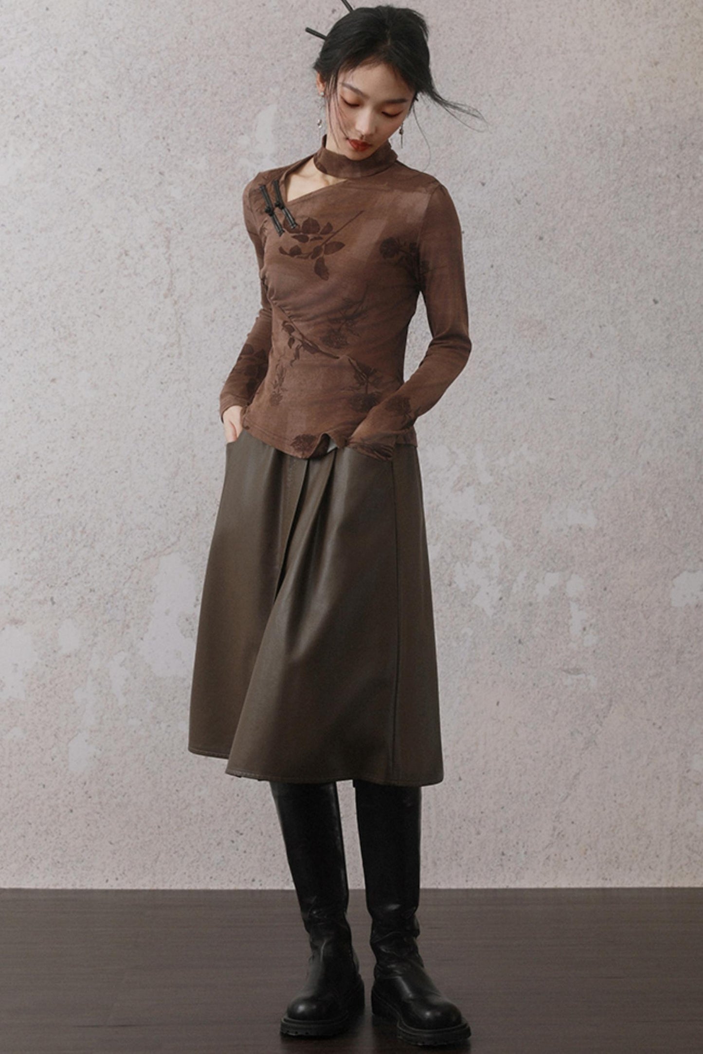 Vintage Leather Pocket Skirt