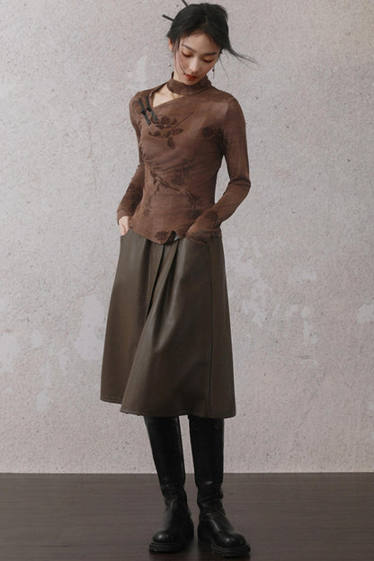 Vintage Leather Pocket Skirt