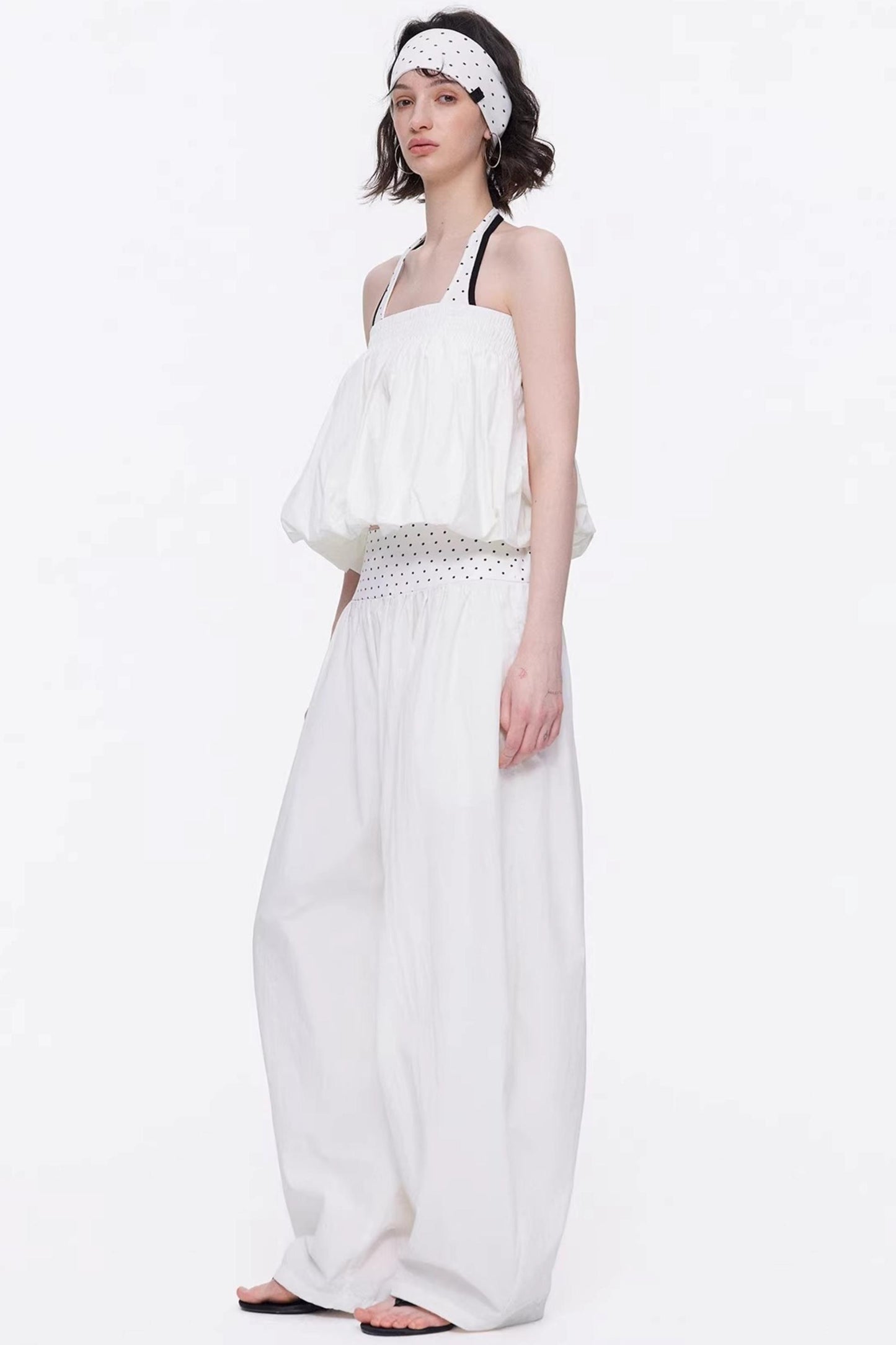 Minimalist Knitted Tube Top & Wide-Leg Pants Set-Up