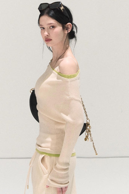 Wool Off-Shoulder Knit Top