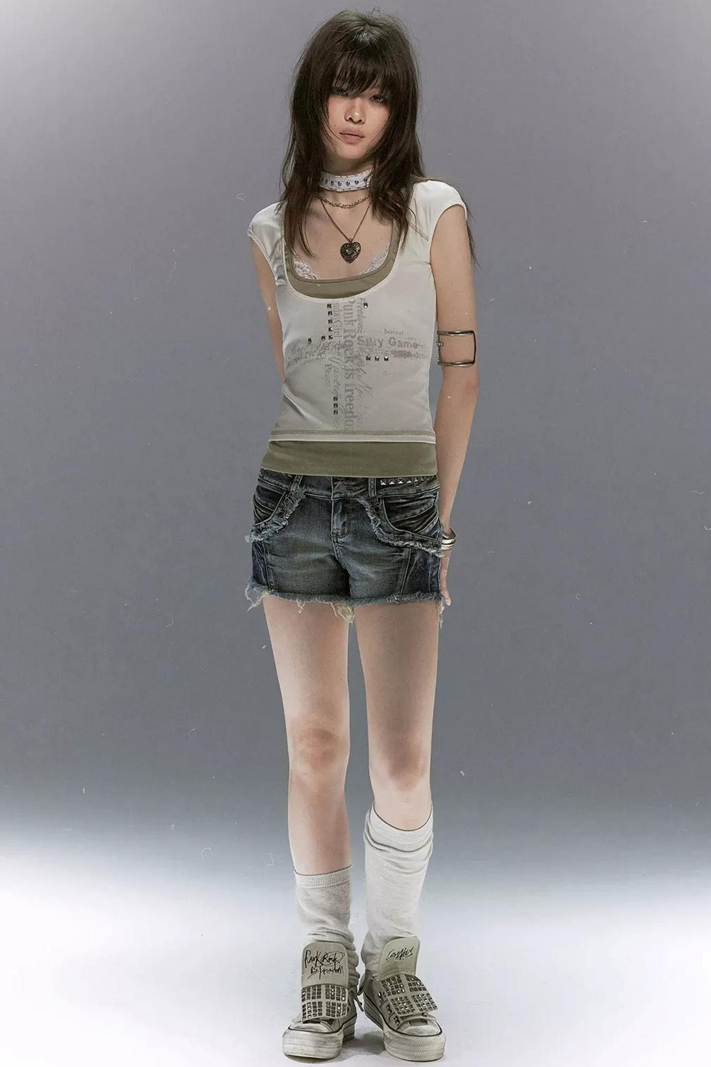 Silver Graffiti Cross T-Shirt