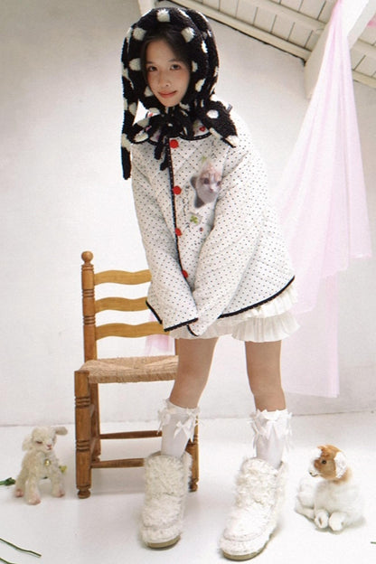 Happy Polka Dot Rabbit Ears Bow Hat