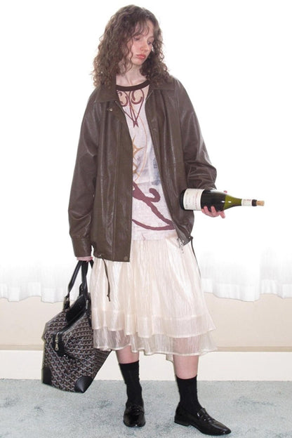 Vintage Matte Coffee Leather Jacket