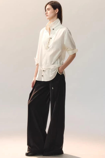 Feather Traces Deep V Blouse