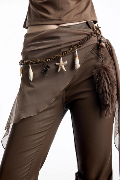 Plush Beaded Shell Waist Chain