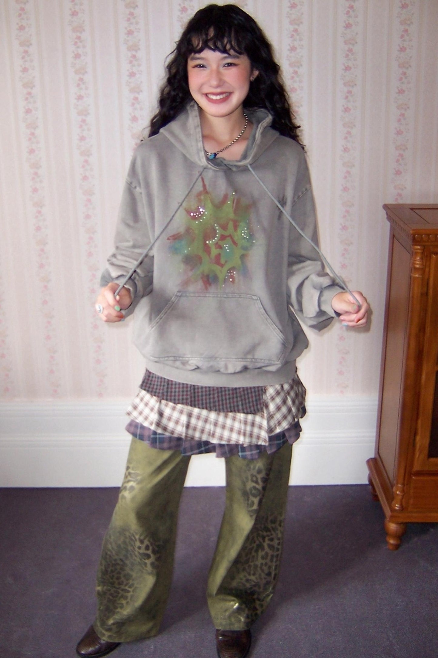 Low Tide Mark Print Hooded Top