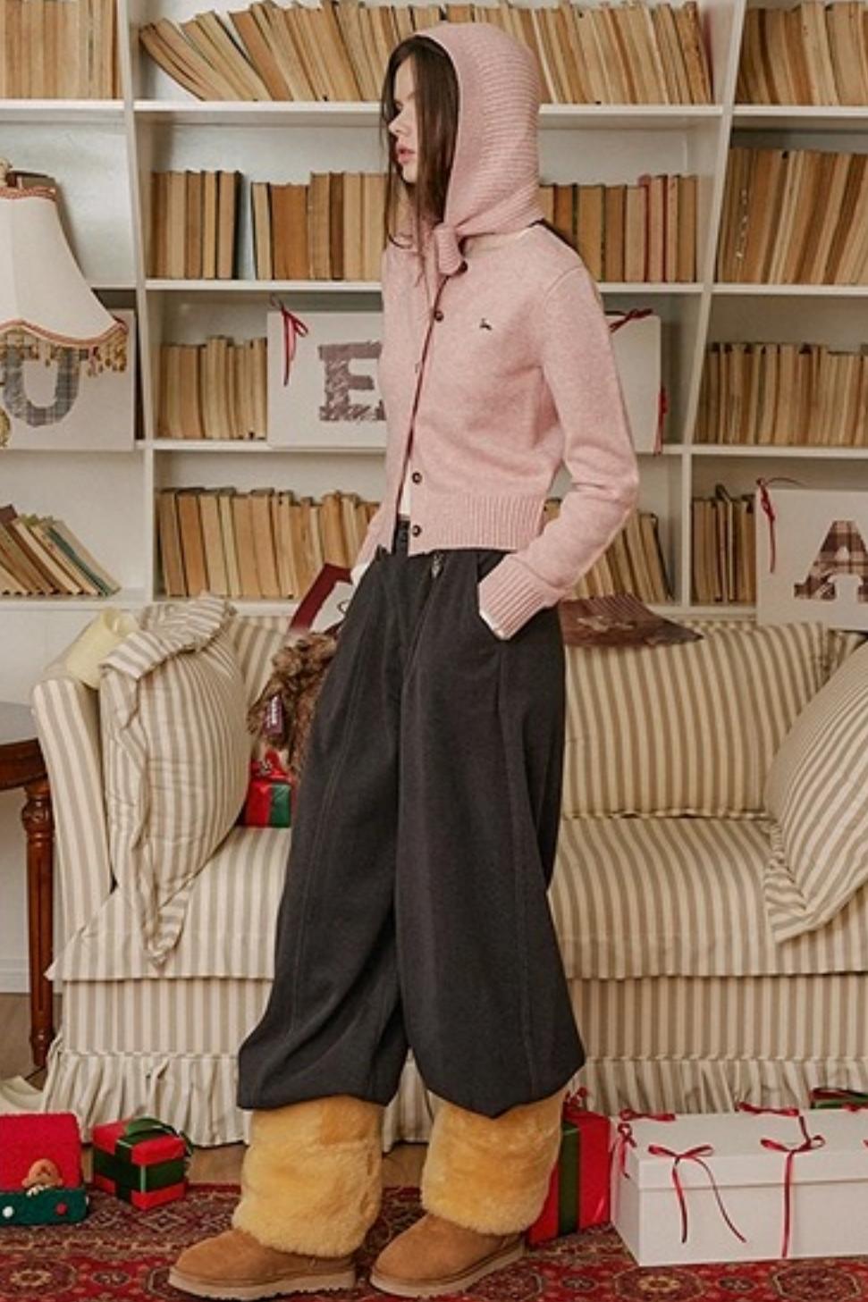 Brown Heart Woolen Pants