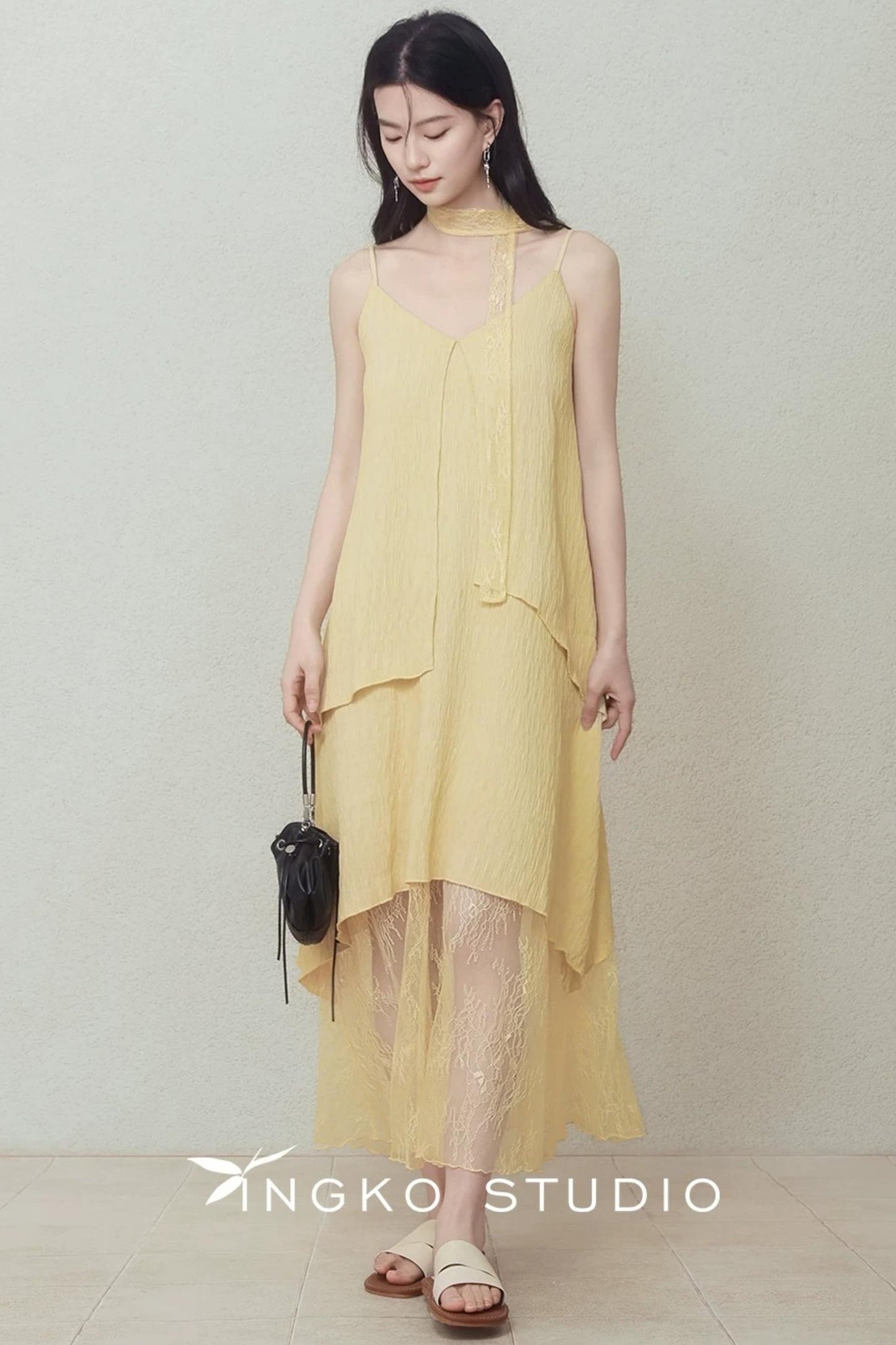 Yellow Patchwork Slip Dress