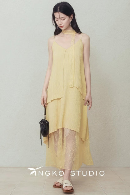 Yellow Patchwork Slip Dress