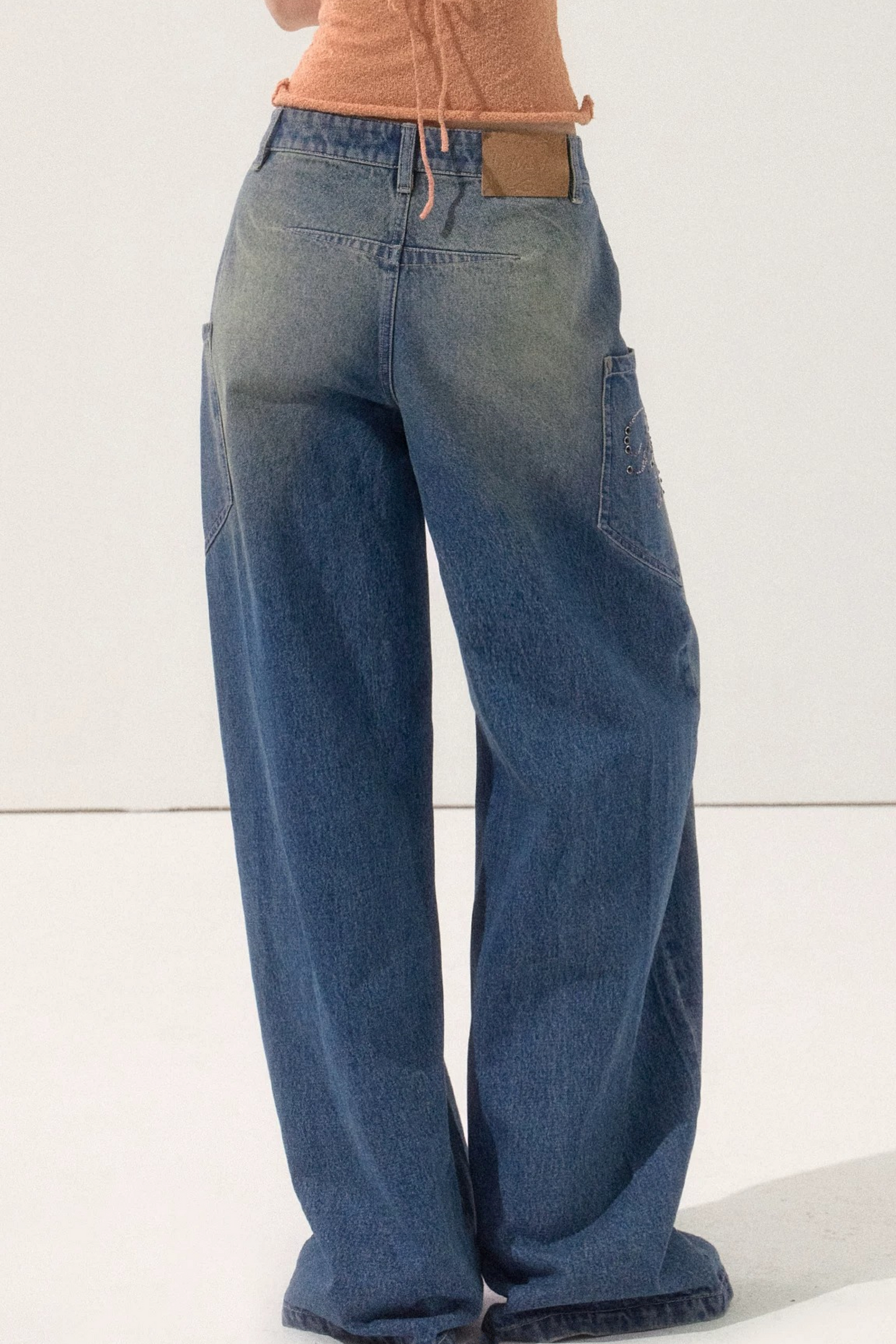 Rhinestone Retro Wide-Leg Jeans