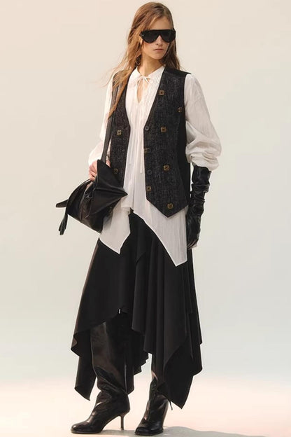 White Fluff Pleated Shirt