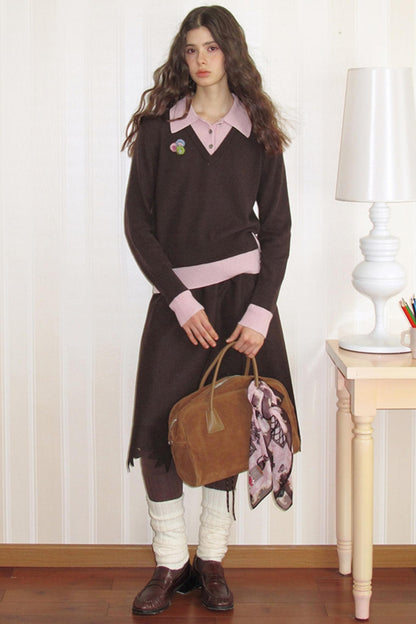 Sakura Brown Wool Top