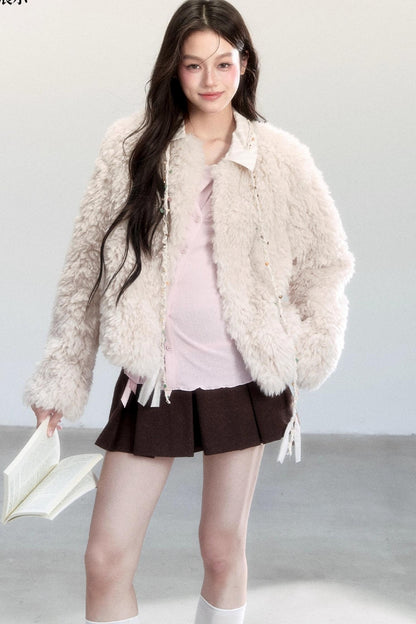 Luxury Shirt Collar Fur Jacket