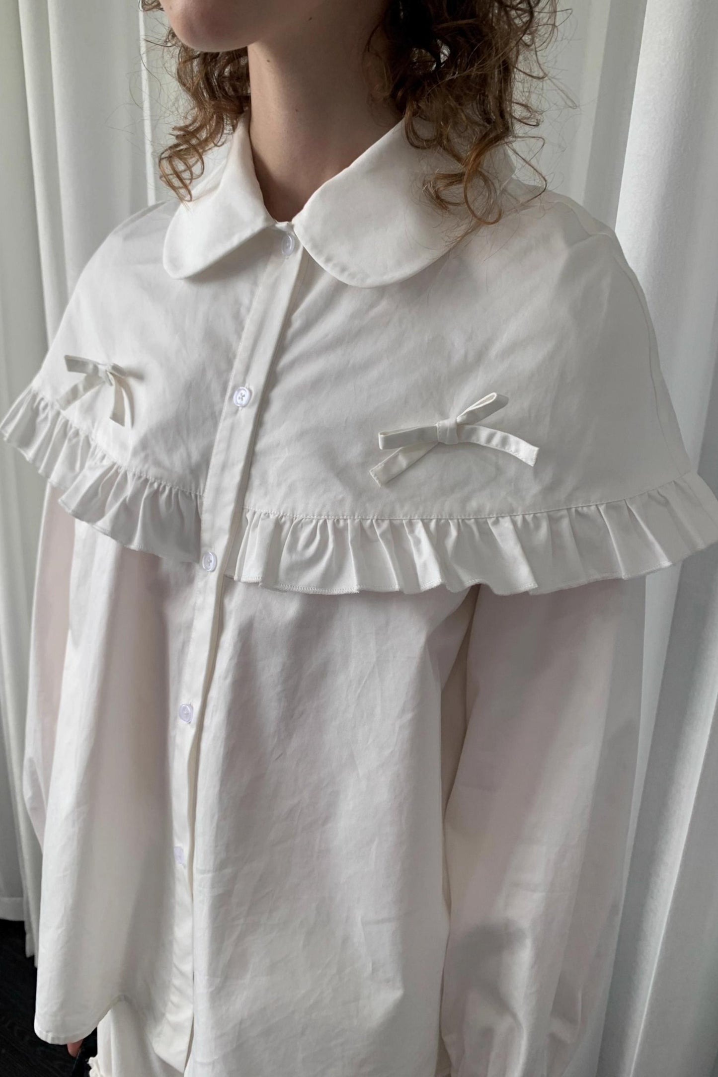 Navy Lace Doll Collar Shirt