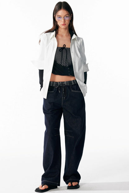 Slim Lace-Up Hooded Long Sleeve Base Shirt