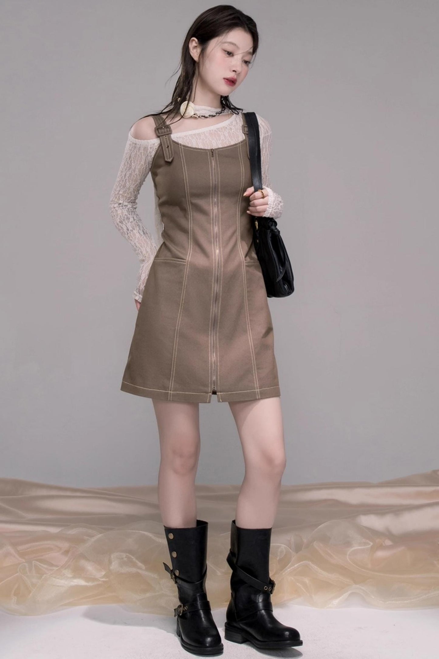 Small Waist Denim Suspender Dress