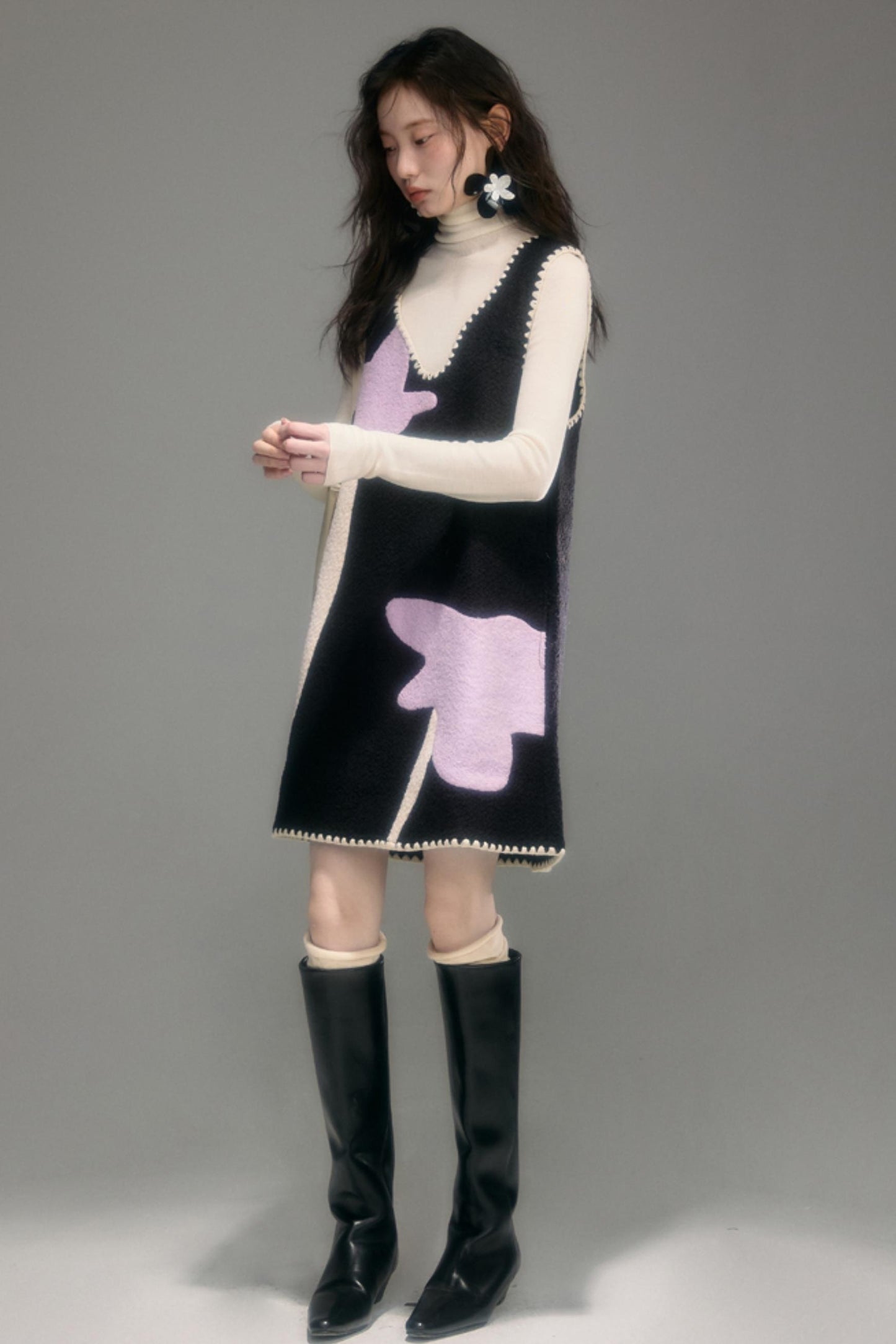 Sweet Iris Circle Wool Vest Dress