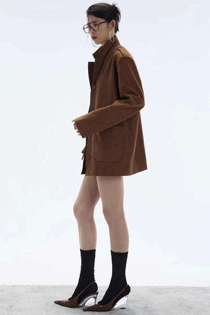 Hazelnut Suede Mini Skirt