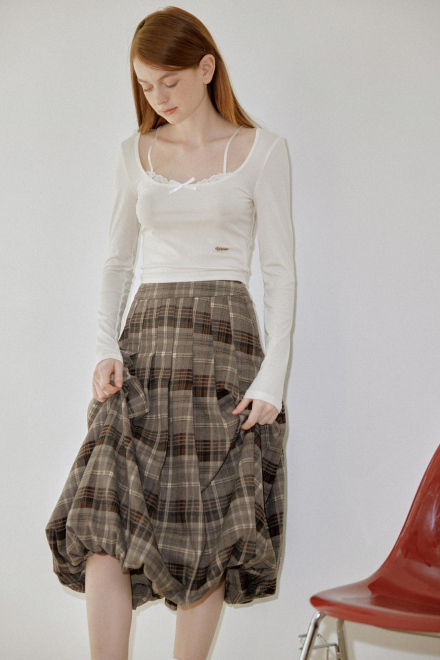 Vintage Pleated Midi Skirt