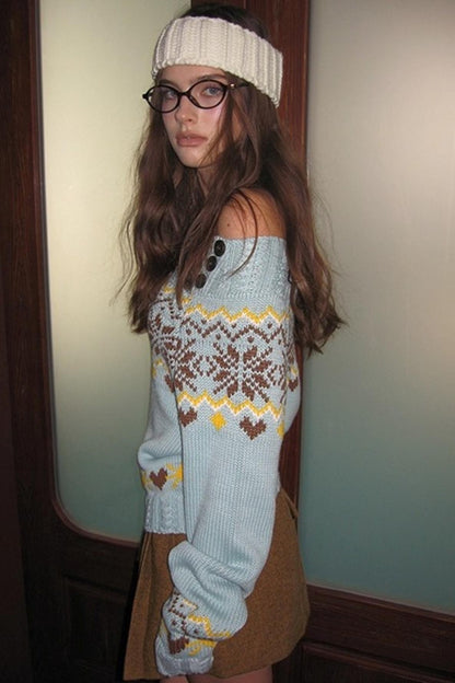 Fair Isle Sheep Wool Knitted Sweater