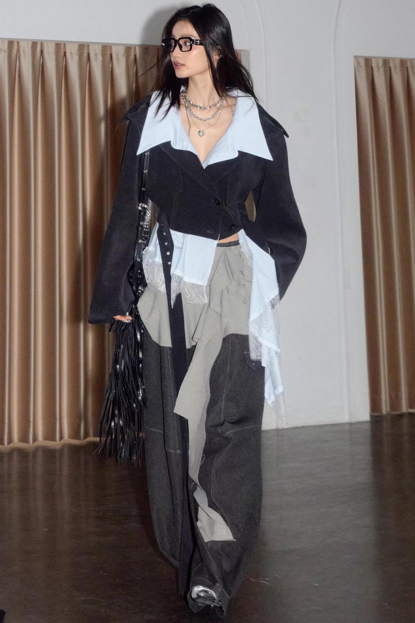 Vintage Lace Silhouette Short Top