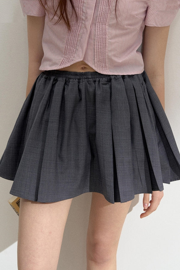 Chic Gray Pleated Peplum Skirt