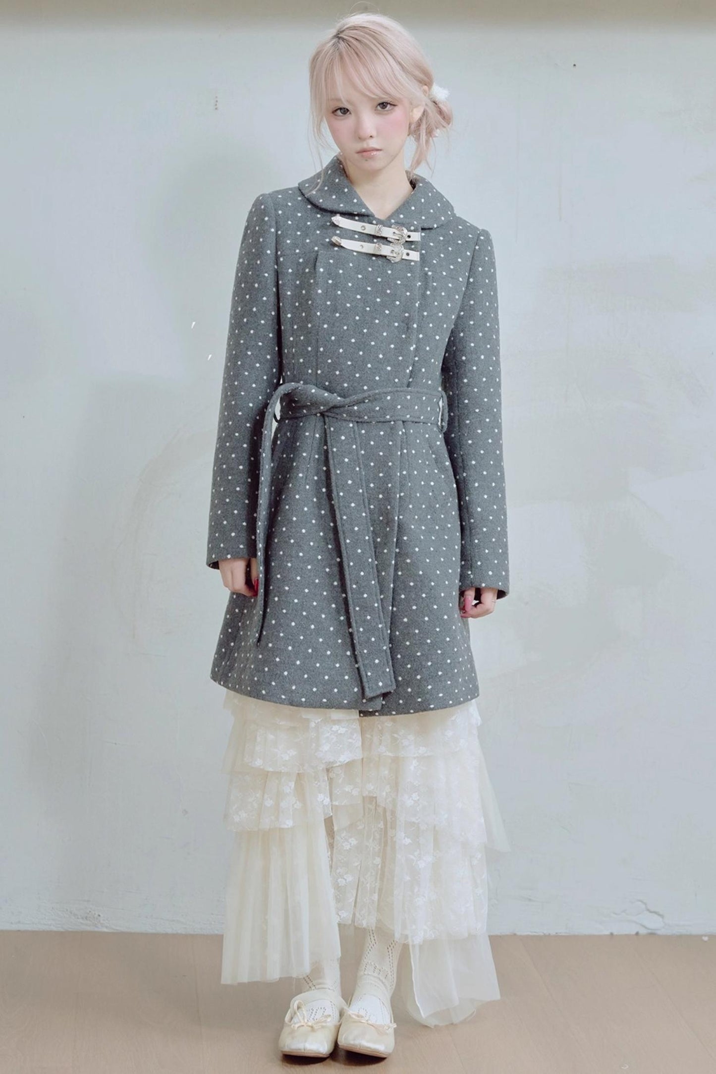 Retro Polka Dot Woolen Coat
