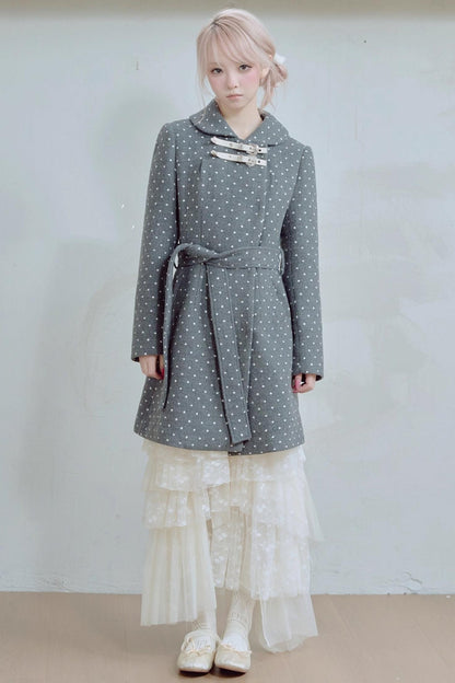 Retro Polka Dot Woolen Coat